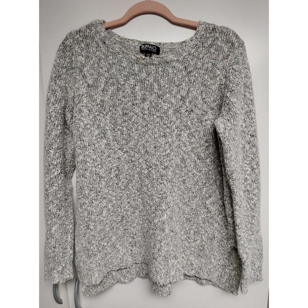 Buffalo David Bitton Crewneck Sweater Grey Speckled Knit Medium